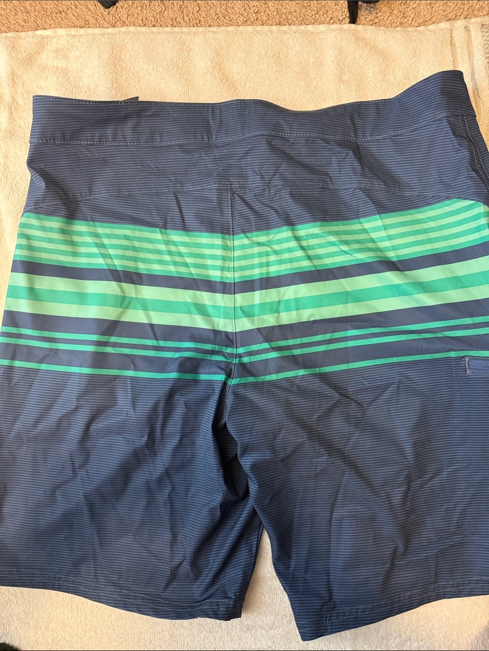 Vineyard Vines Navy with Green Striped Men’s Swim Board Shorts - Picture 3 of 4